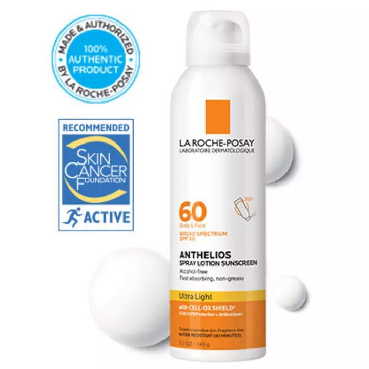 La Roche-Posay Anthelios Spray Lotion Sunscreen Ultra Light SPF 60 Body & Face 5.0 oz