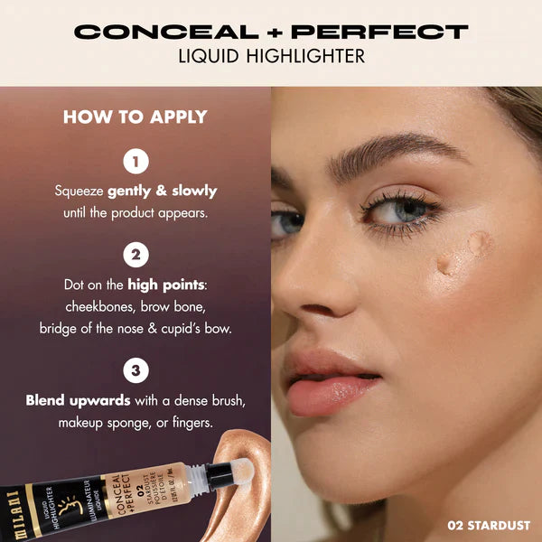 Milani Conceal + Perfect Liquid Highlighter | 02 Stardust