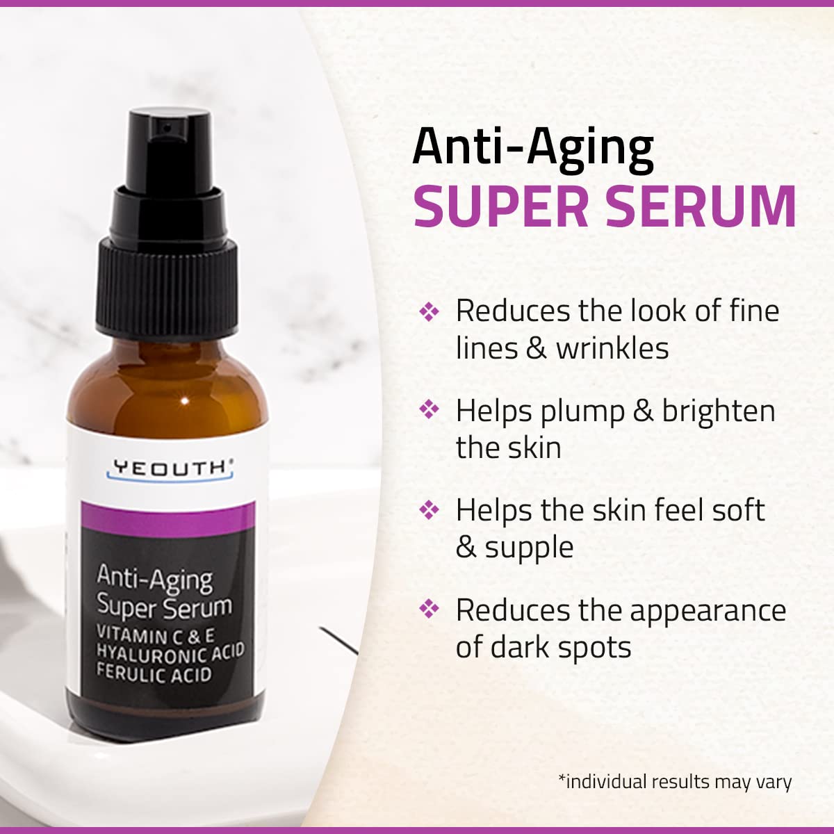 Yeouth Anti-Aging Super Serum Vitamin C & E + Hyaluronic Acid & Ferulic Acid 30 ml