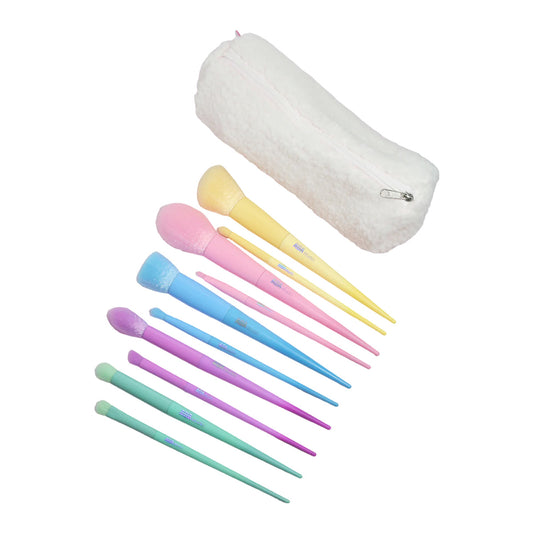 AOA Rainbow 10 Piece Brush + Cloud Travel Bag