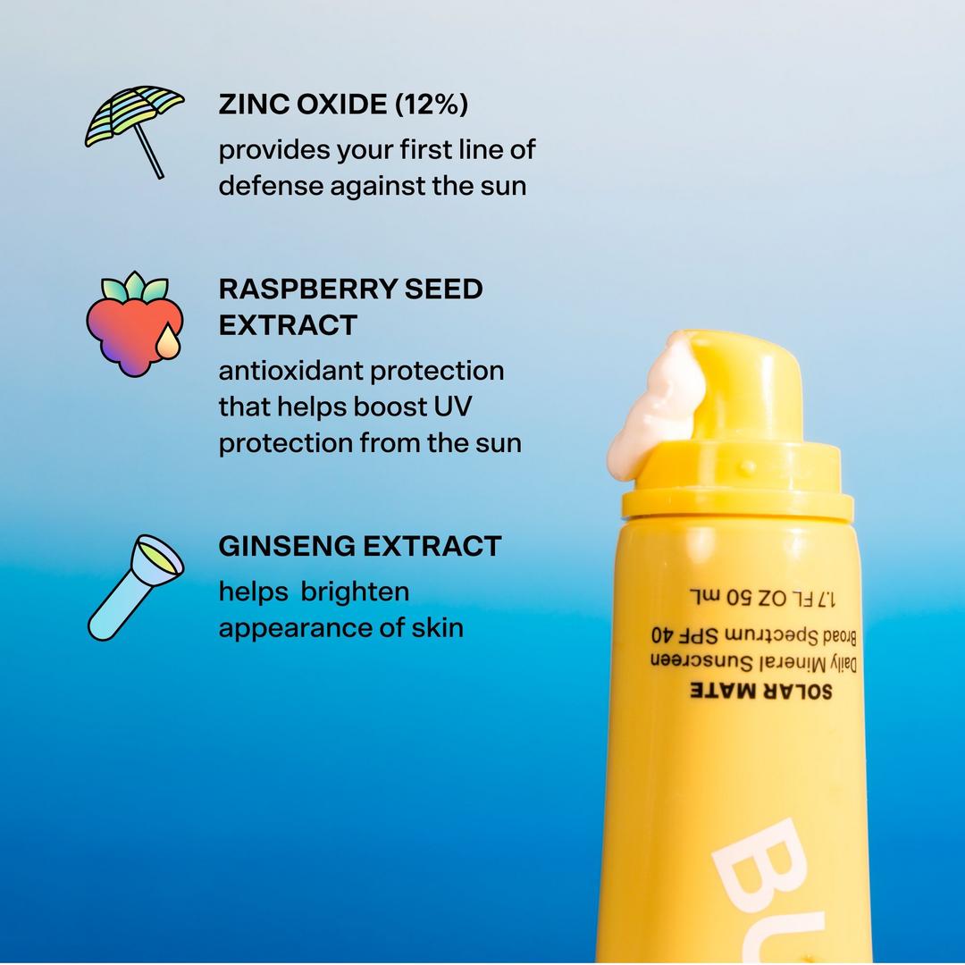 Bubble Solar Mate Daily Mineral Sunscreen SPF 40 Broad Spectrum 1.7 oz / 50 ml