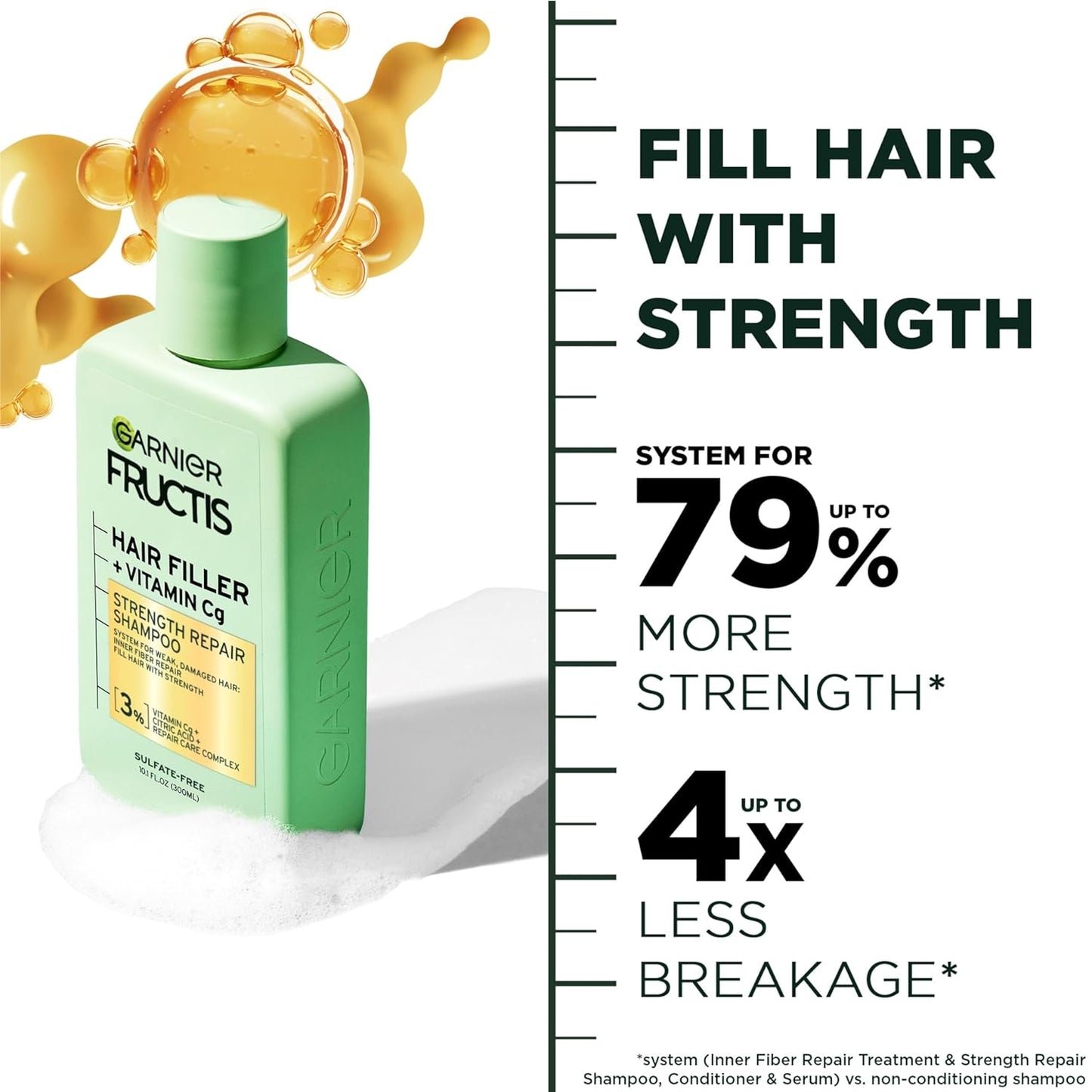 Garnier Fructis Hair Filler + Vitamin Cg Strength Repair Shampoo 300 ml / 10.3 oz