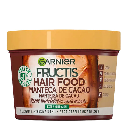 Garnier Fructis Hair Food Manteca de Cacao Mascarilla Intensiva 3 en 1 Rizos Nutridos 390 ml