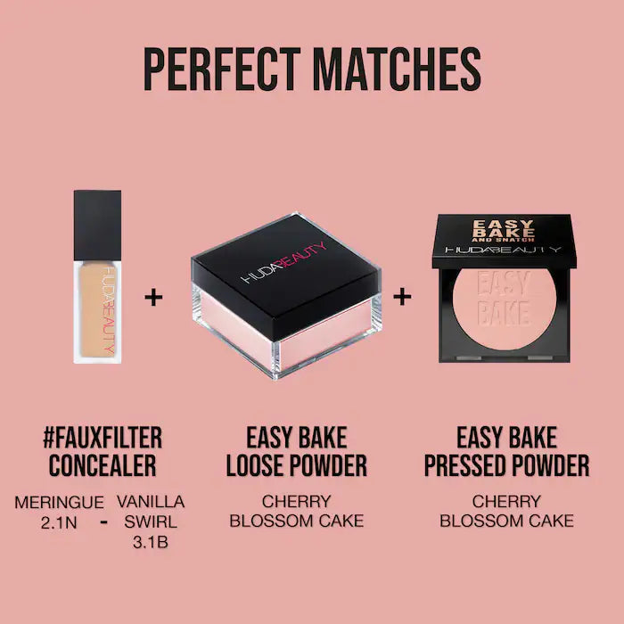 Huda Beauty Easy Bake and Snatch Pressed Brightening and Setting Powder | Cherry Blossom Cake