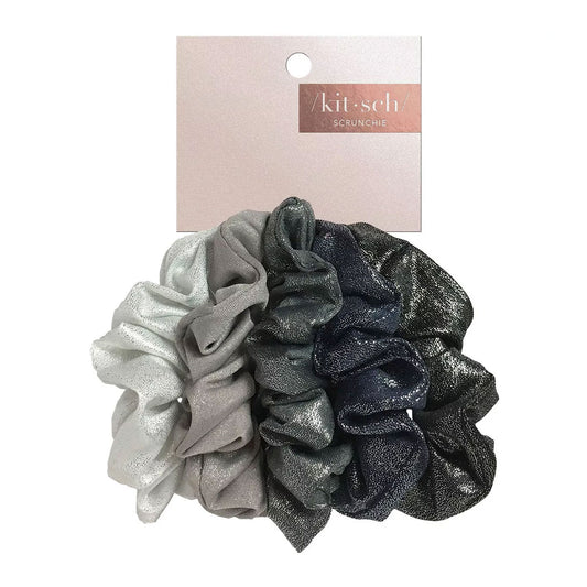 Kitsch Metallic Scrunchies Back / Gray - 5 Scrunchies Pack