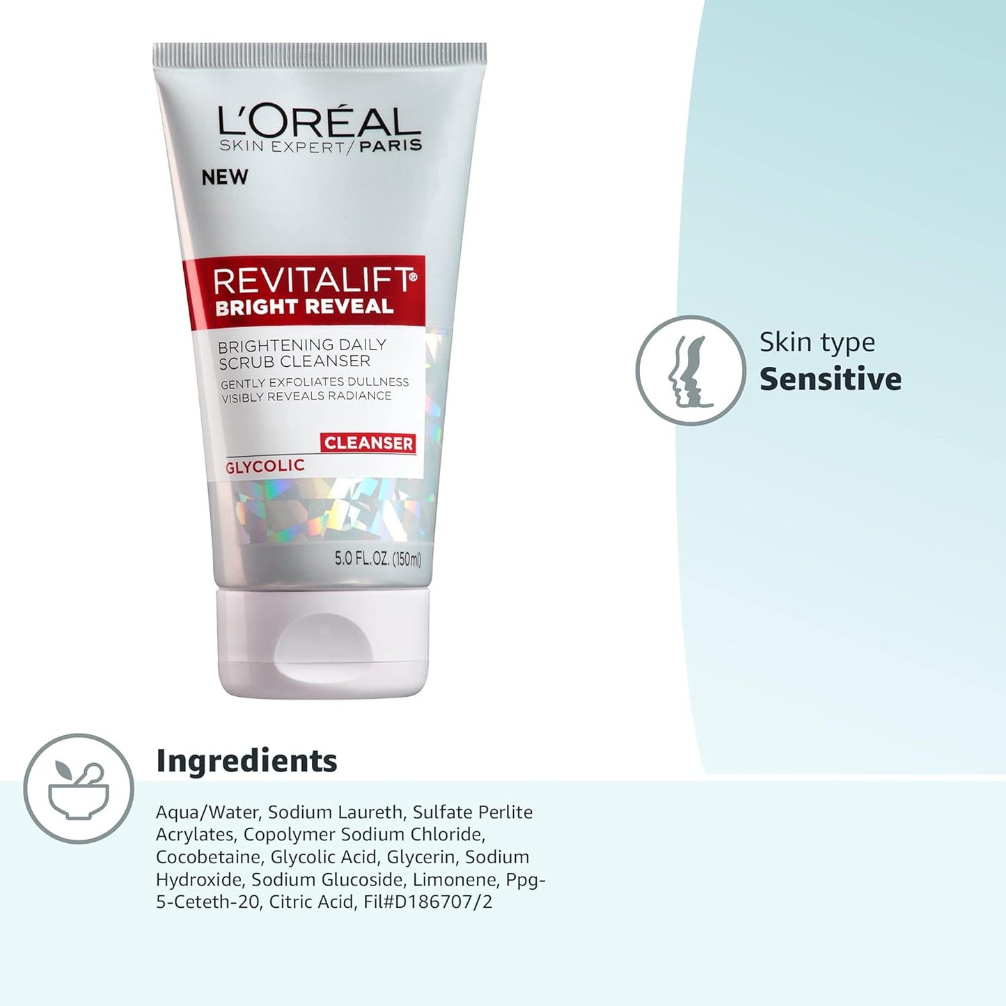 L'Oréal Revitalift Bright Reveal Scrub Cleanser Glycolic 5.0 oz / 150 ml