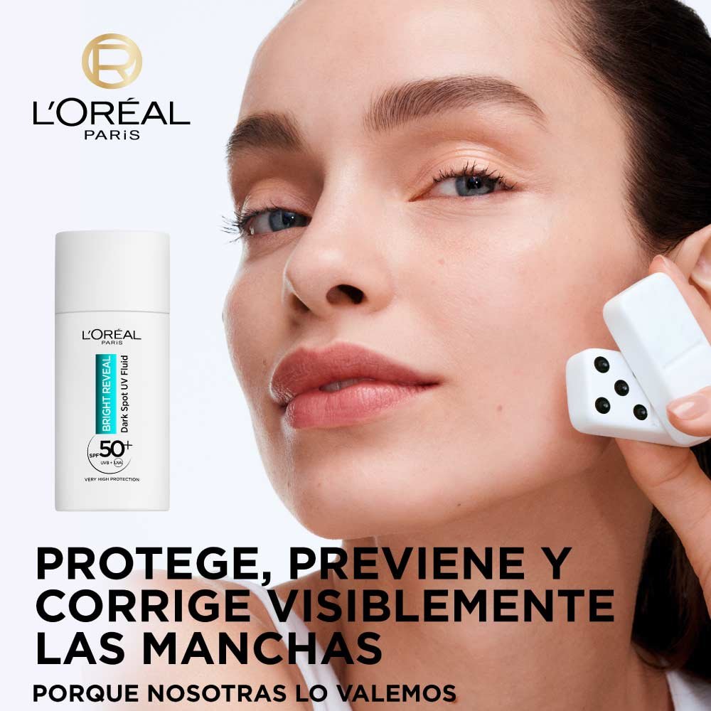 L'Oréal Bright Reveal Fluido Anti-Manchas con Filtro UV SPF 50+ Niacinamida + LHA 50 ml / 1.7 oz