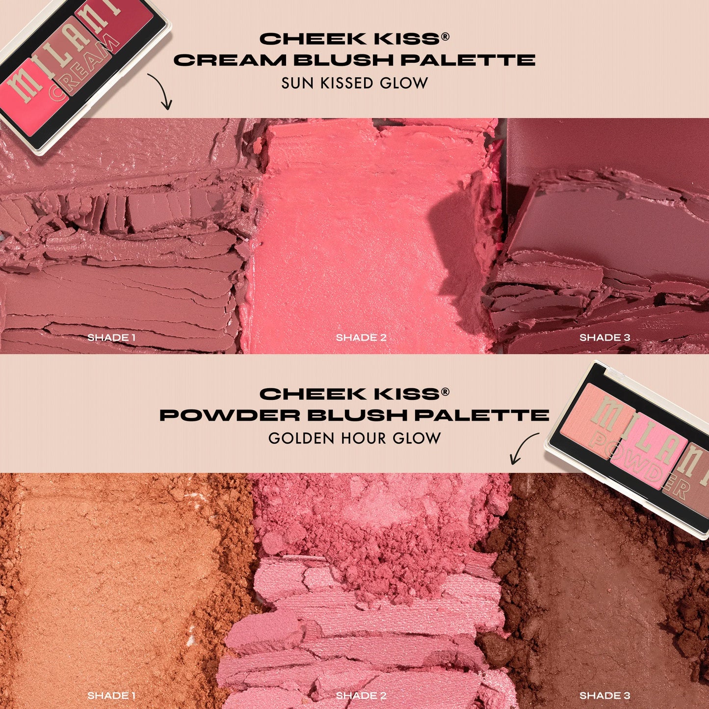 Milani Cheek Kiss Powder Blush Palette | 120 Golden Hour Glow