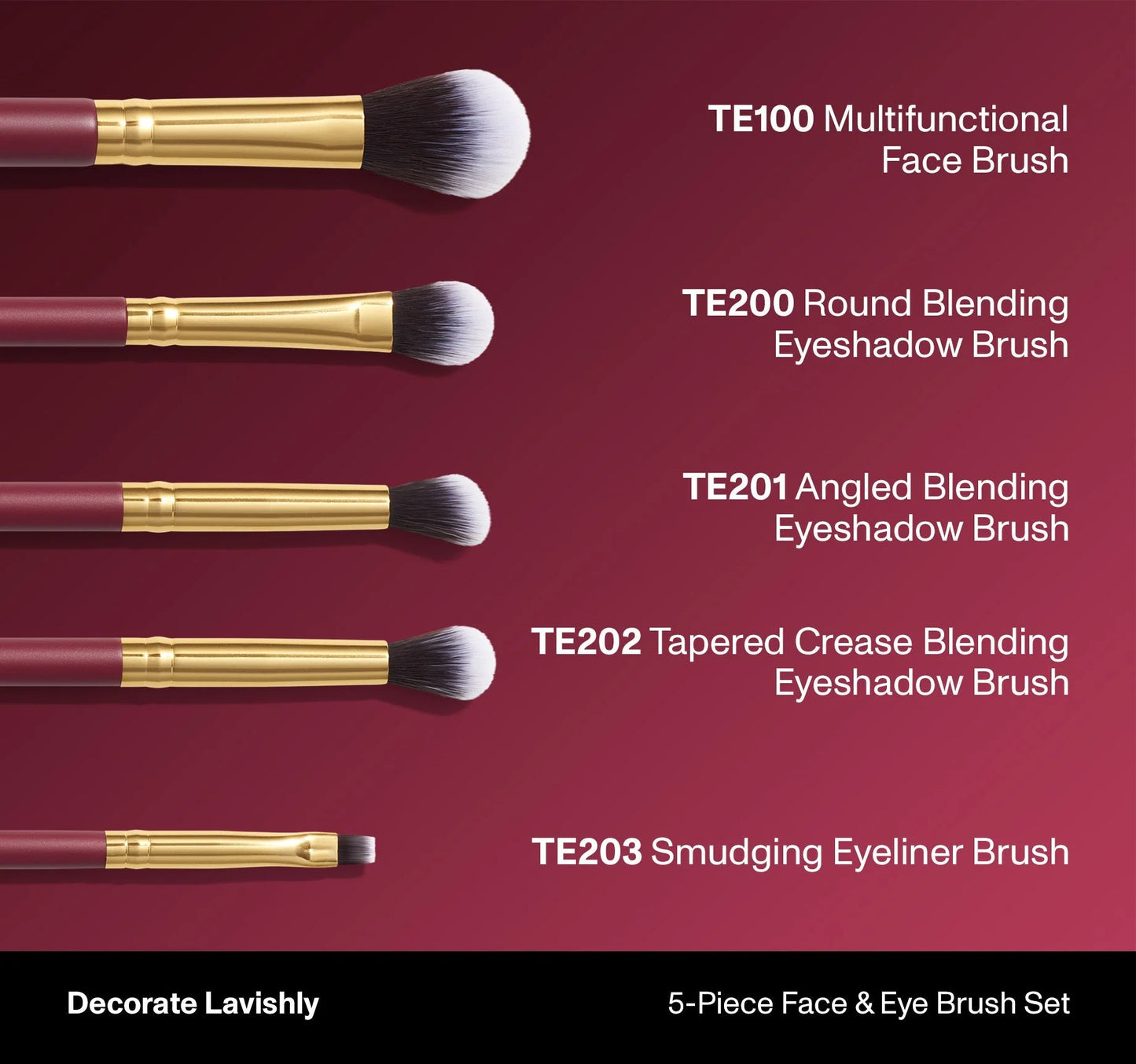 Morphe Decorate Lavishly 5-Piece Face & Eye Brush Set + Dry Brush Cleaner