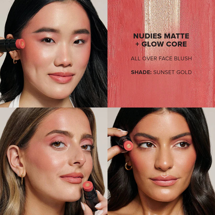 Nudestix Nudies Matte + Glow Core All Over Face Blush Color | Sunset Gold