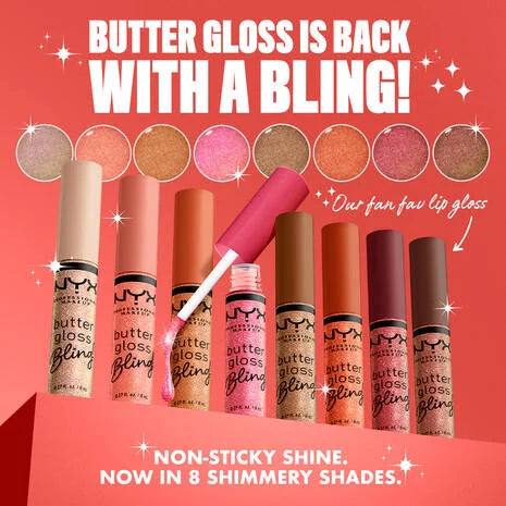 NYX Butter Gloss Bling Non-Sticky Lip Gloss | 01 Bring The Bling