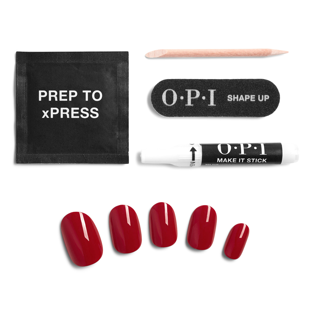 OPI xPRESS/On Short Solid Color Press On Nails | Big Apple Red