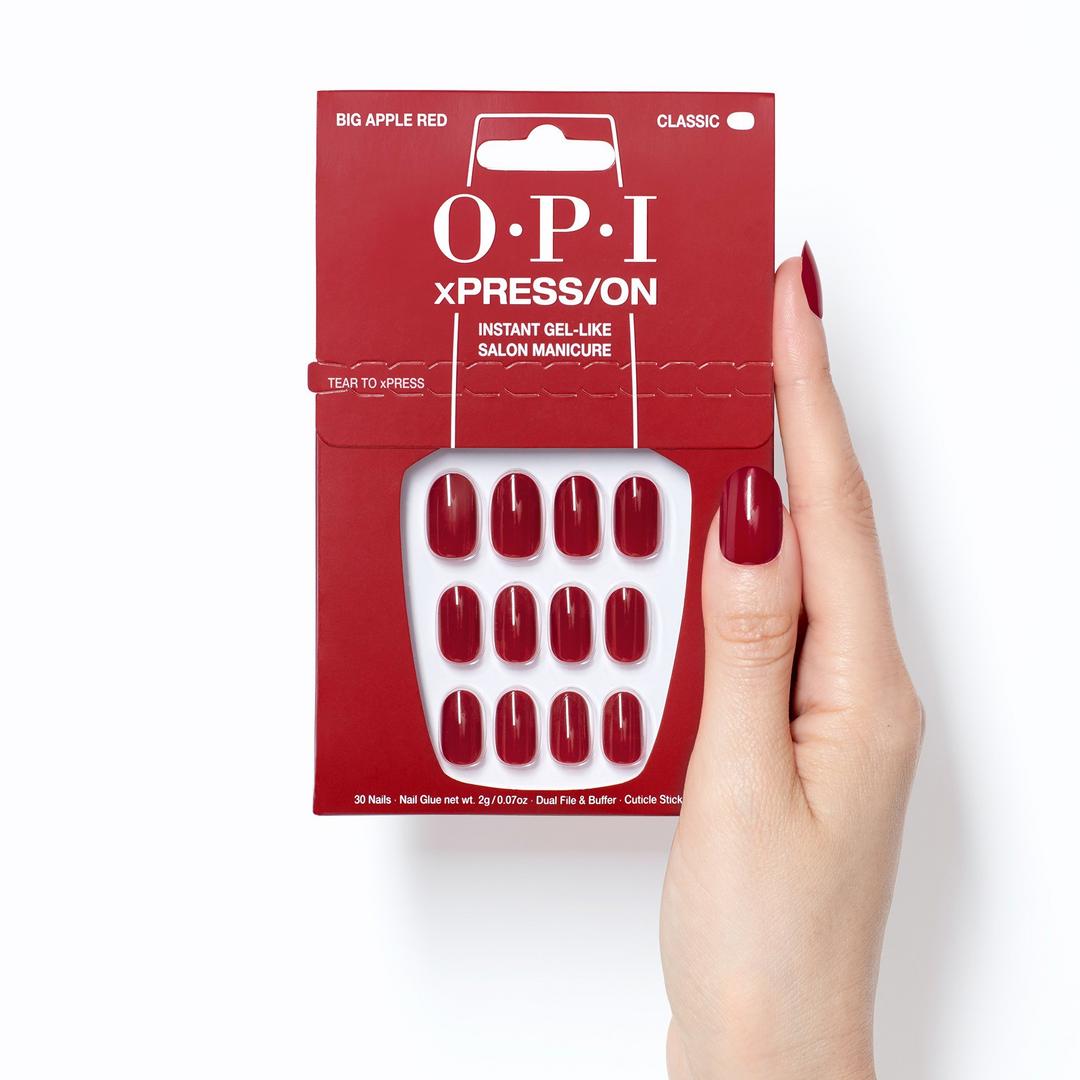 OPI xPRESS/On Short Solid Color Press On Nails | Big Apple Red