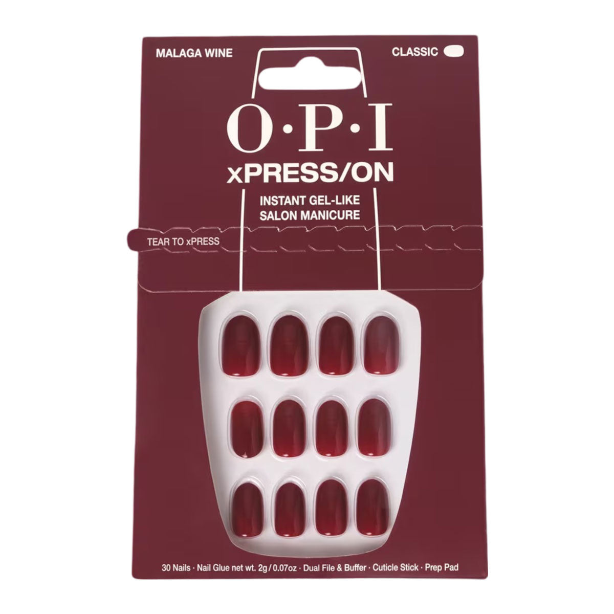 OPI xPRESS/On Short Solid Color Press On Nails | Malaga Wine