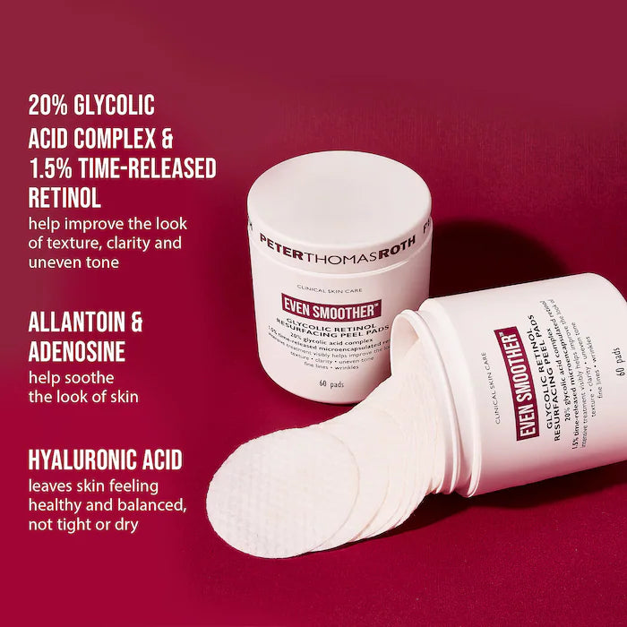 Peter Thomas Roth Even Smoother Glycolic Retinol Resurfacing Peel Pads 60 Pads