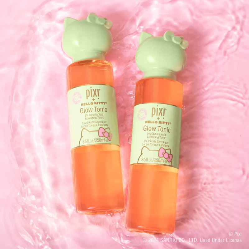 Pixi + Hello Kitty Glow Tonic 5% Glycolic Acid Exfoliating Toner 8.5 oz / 250 ml