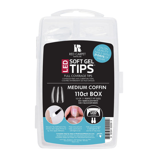 Red Carpet Manicure LED Soft Gel Tips | Medium Coffin 110 Tips