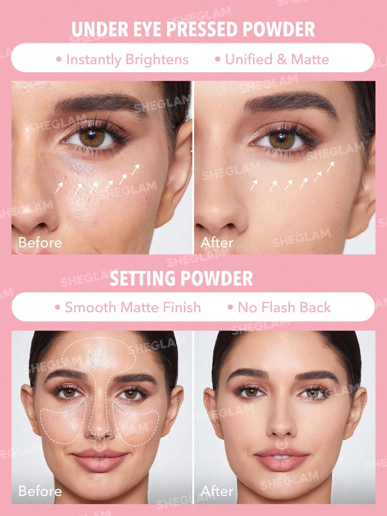 SheGlam Insta-Ready Face & Under Eye Setting Powder Duo | Bubblegum