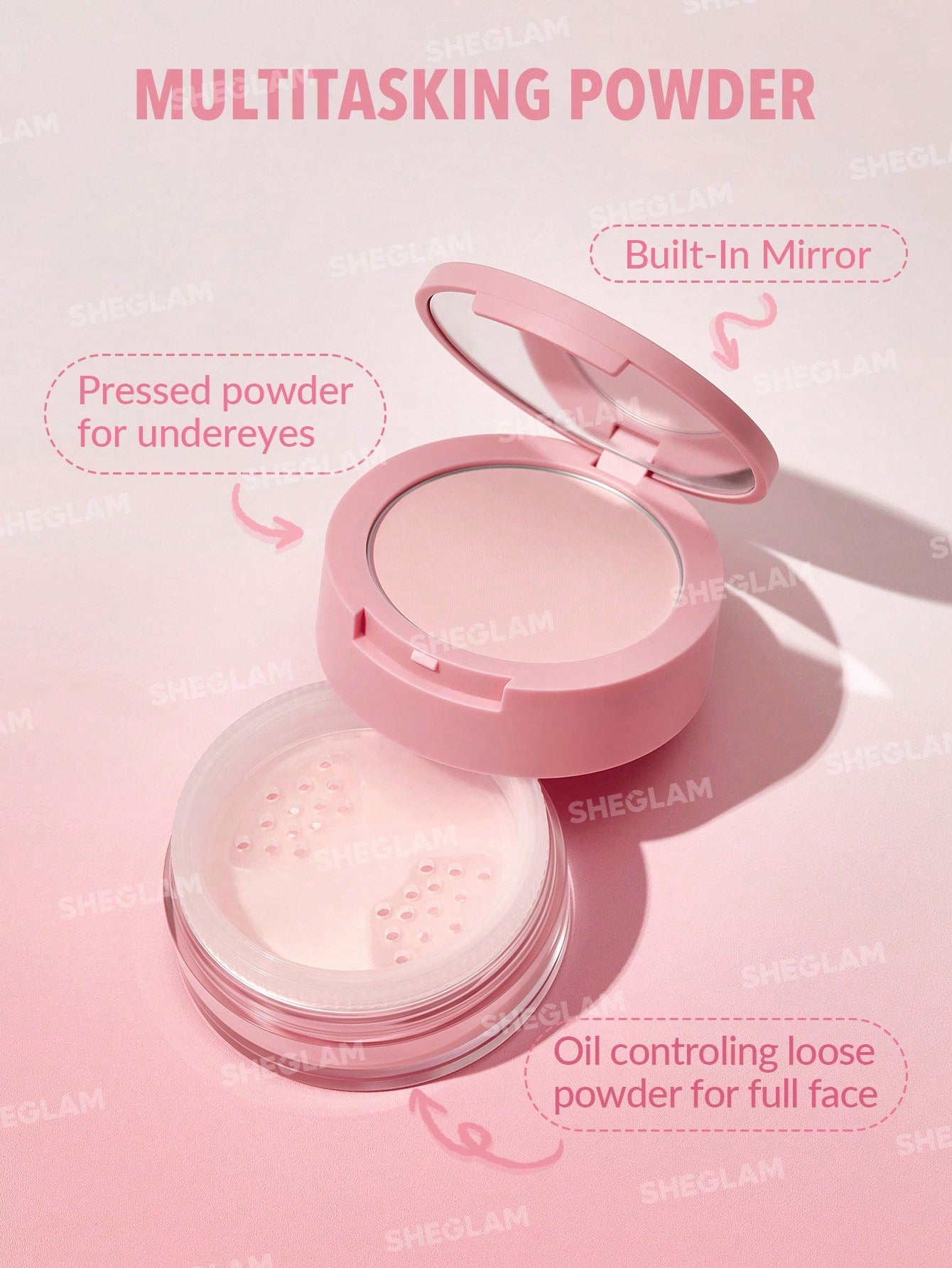 SheGlam Insta-Ready Face & Under Eye Setting Powder Duo | Bubblegum