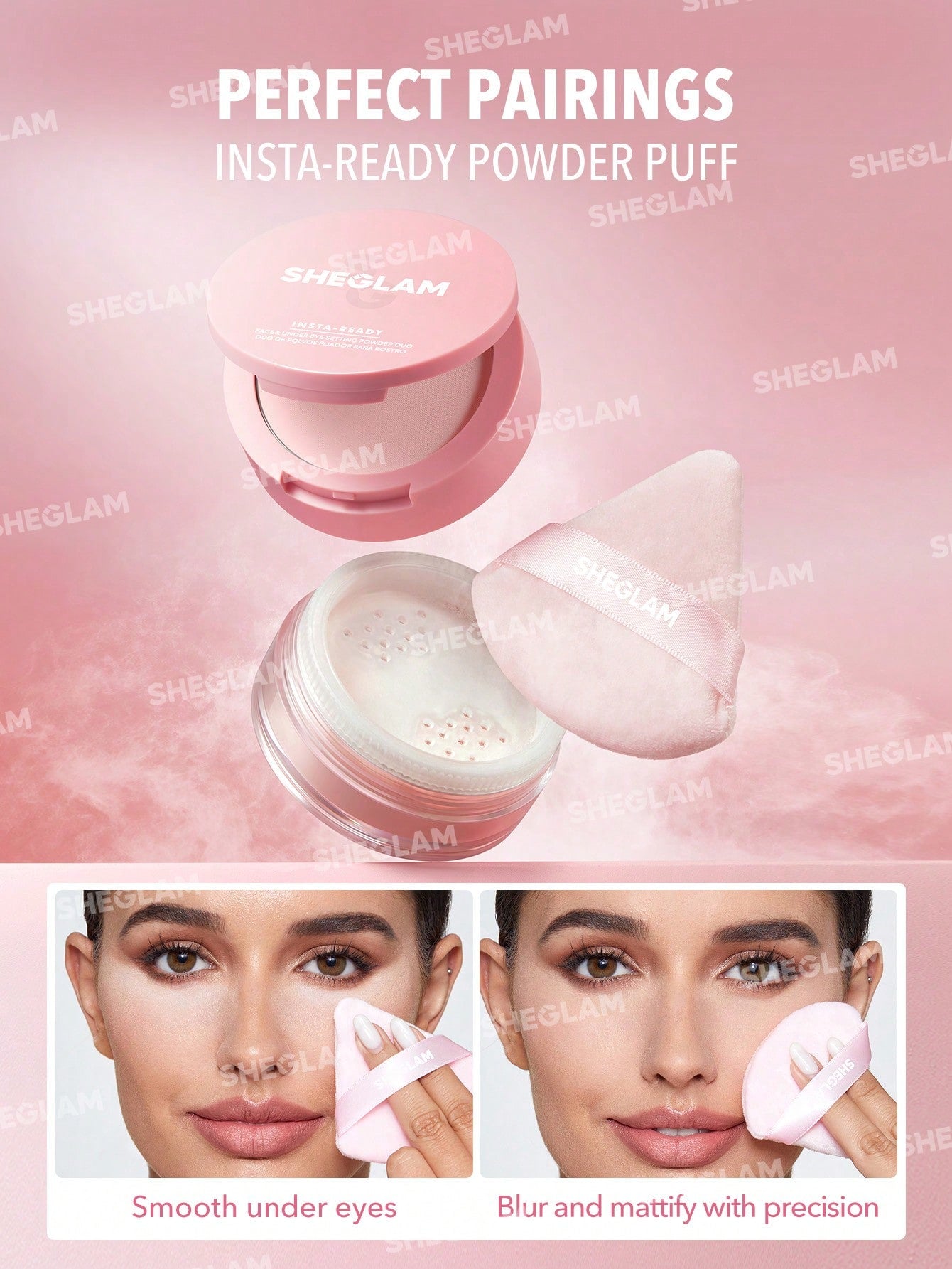 SheGlam Insta-Ready Face & Under Eye Setting Powder Duo | Bubblegum