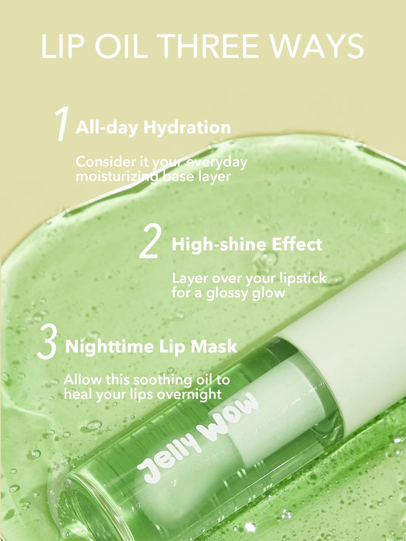 SheGlam Jelly Wow Hydrating Lip Oil | Green Apple Envy