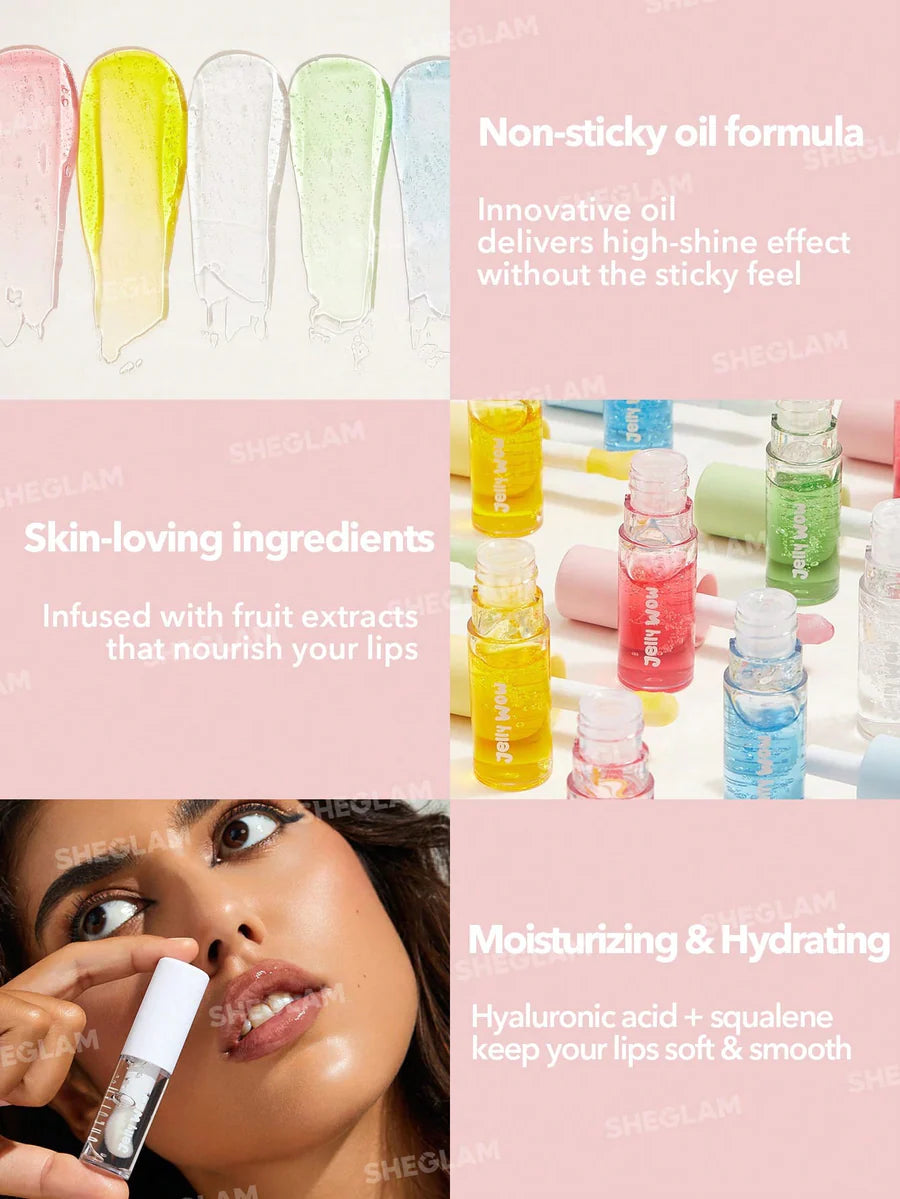 SheGlam Jelly Wow Hydrating Lip Oil | Green Apple Envy