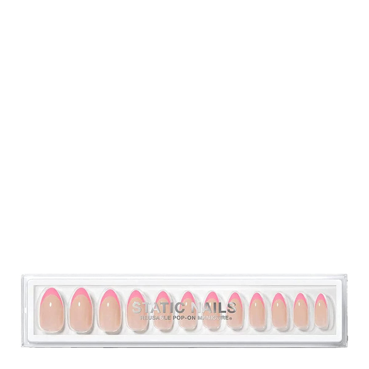 Static Nails Reusable Pop-On Manicure | Pink French Almond