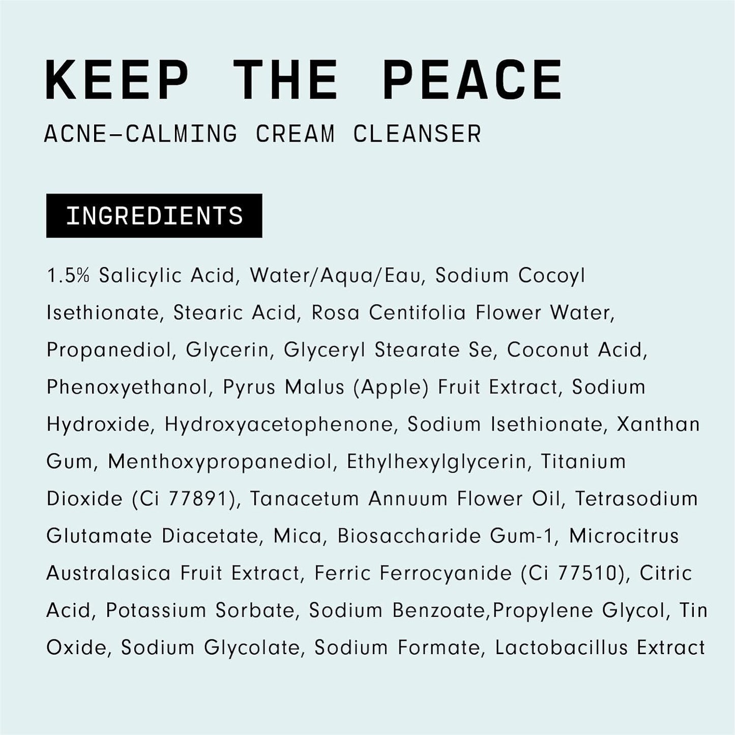 Versed Keep The Peace Acne-Calming Cream Cleanser 4 oz / 120 ml