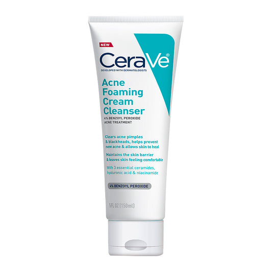 CeraVe Acne Foaming Cream Cleanser 150 ml | Limpiadora con Peróxido de Benzoílo