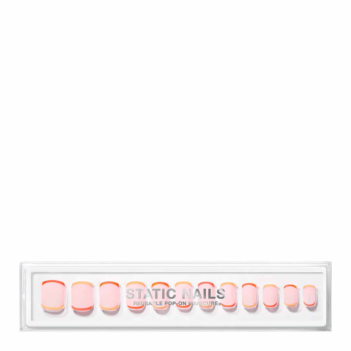 Static Nails Reusable Pop-On Manicure | Reverse French Orange Square