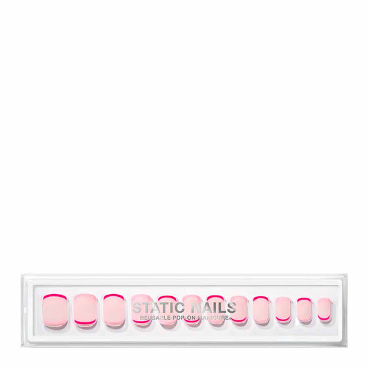 Static Nails Reusable Pop-On Manicure | Reverse French Pink Square